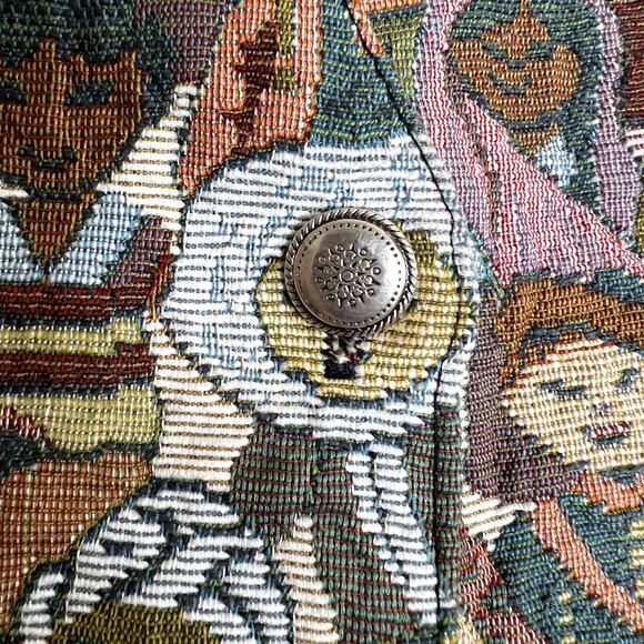 VTG Clio Button Up Vest Women Medium Children of the World Tapestry MADE IN USA - Picture 7 of 10